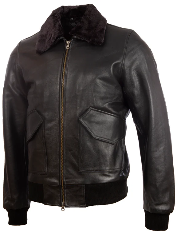 Black Leather Jacket With Faux Fur 2