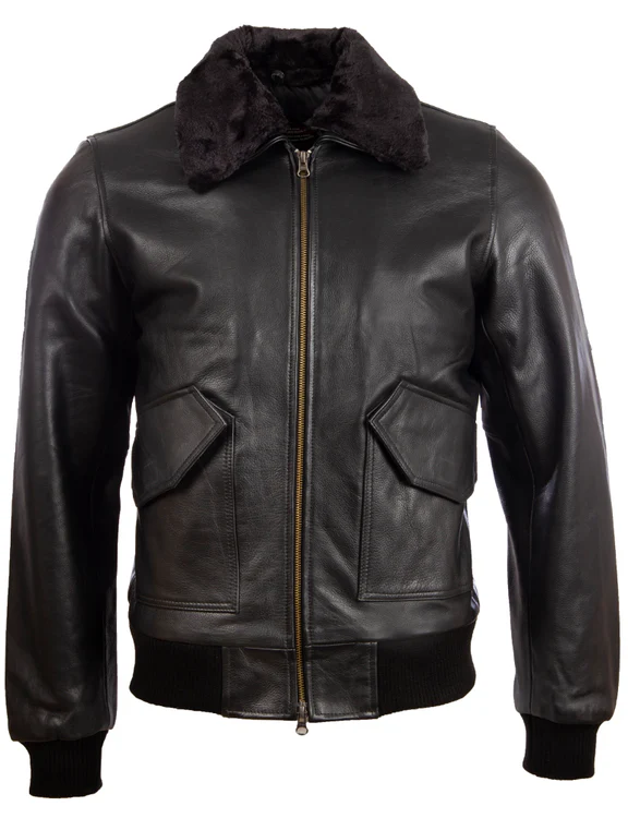 Black Leather Jacket With Faux Fur