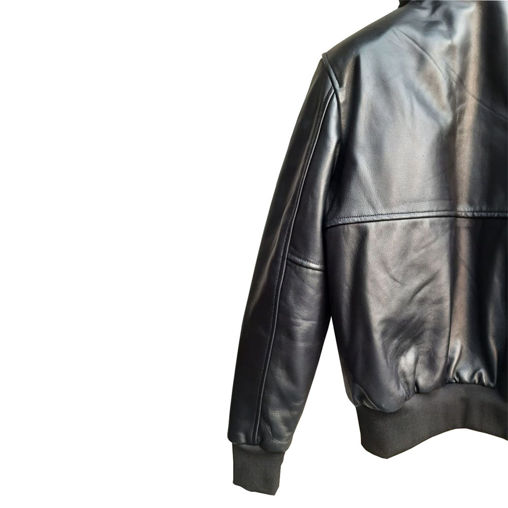 Black Leather Jacket With Fur Collar 3