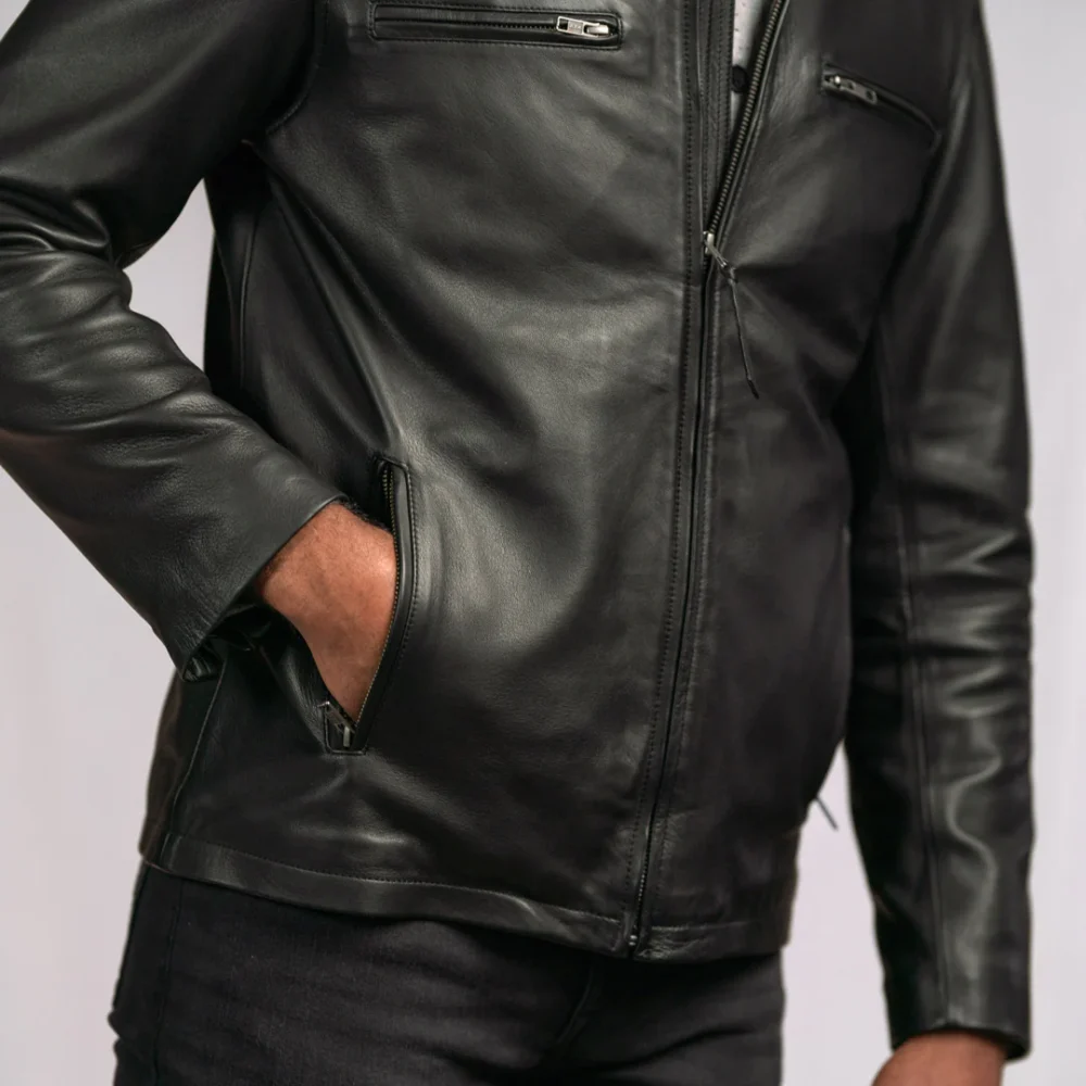 Black Motorcycle Jacket Leather 3