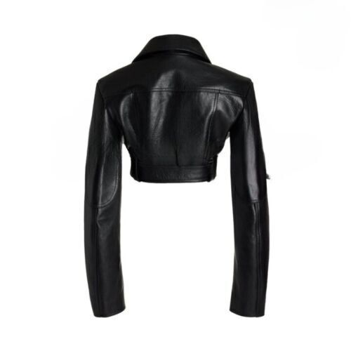Crop Leather Motorcycle Jacket 2