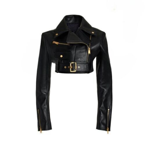 Crop Leather Motorcycle Jacket