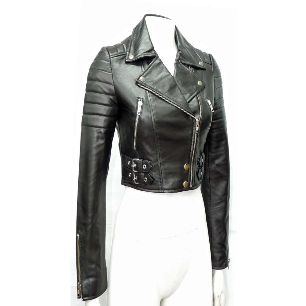 Cropped Moto Jacket Women 2
