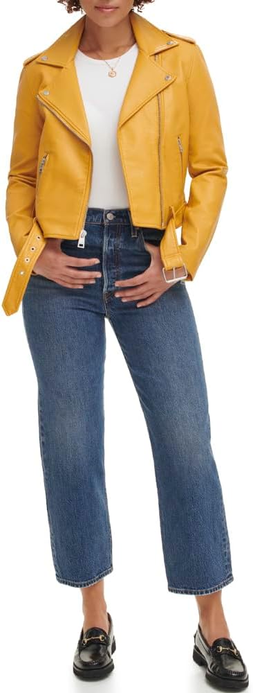 Faux Leather Jacket With Gold Hardware