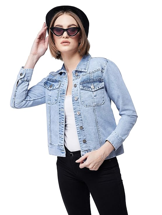 Ladies Denim Motorcycle Jacket