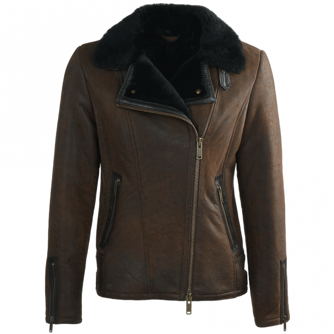 Ladies Fur Collar Biker Jacket