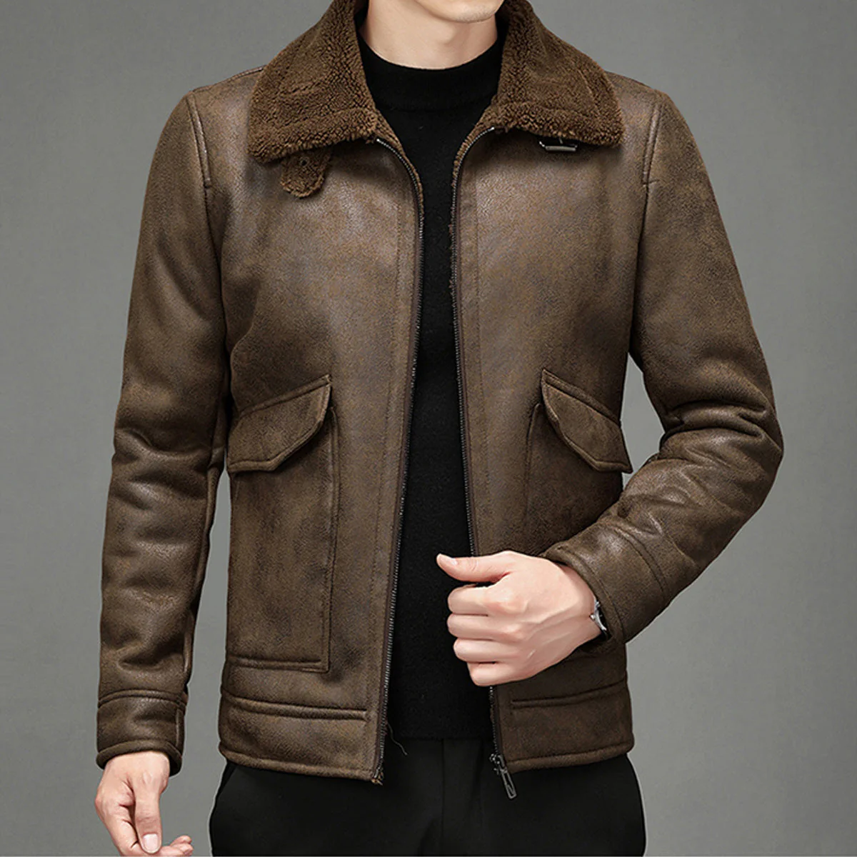 Leather Jacket With Brown Fur