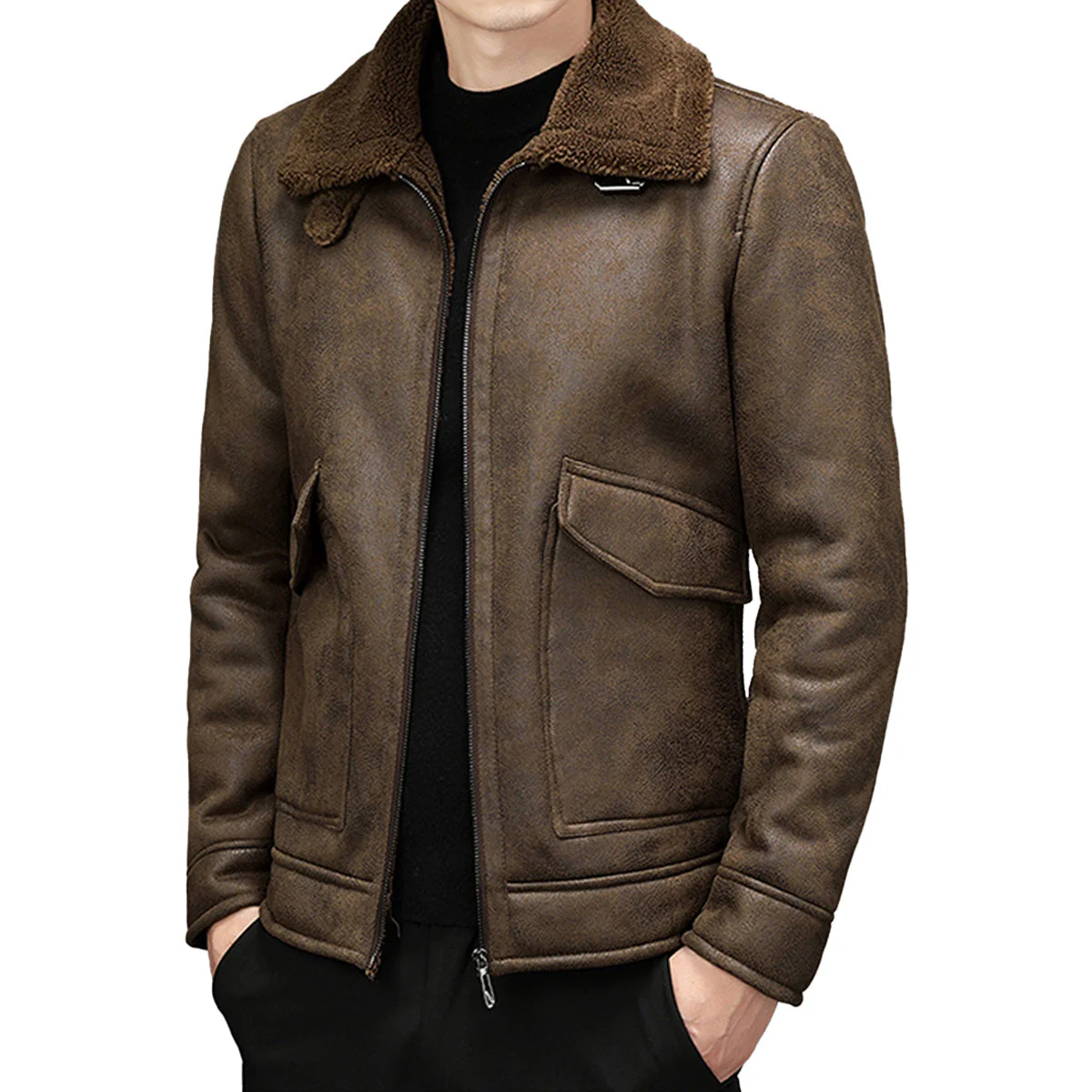 Leather Jacket With Brown Fur