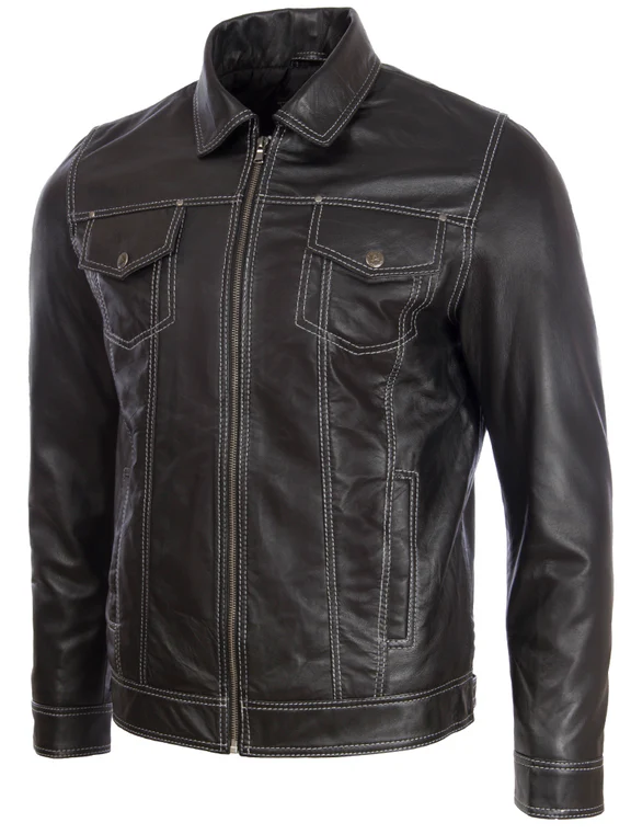 Mens Biker Jacket Black 3