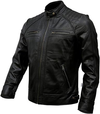 Mens Black Leather Motorcycle Jacket 3