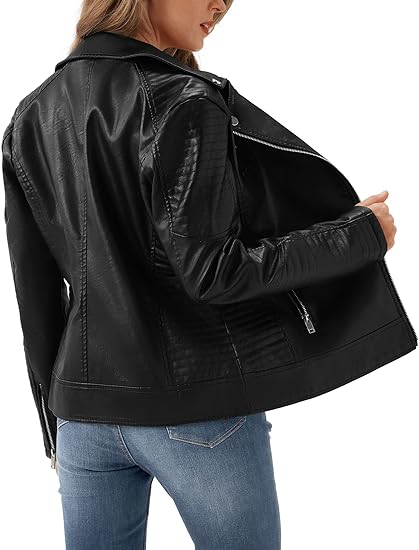 Womens Black Faux Leather Jacket 4
