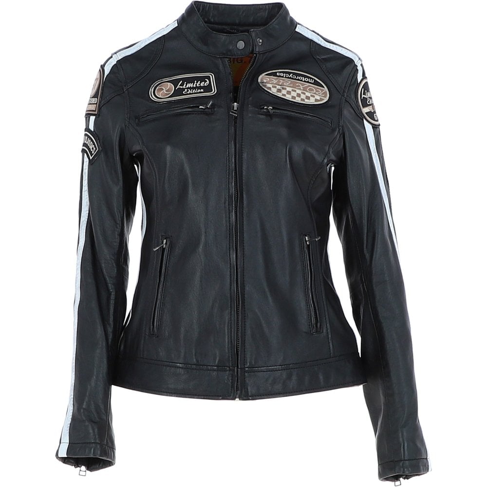 black leather biker jacket womens