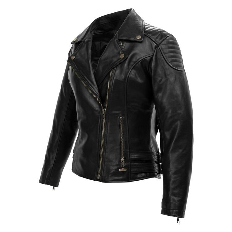 black leather racer jacket