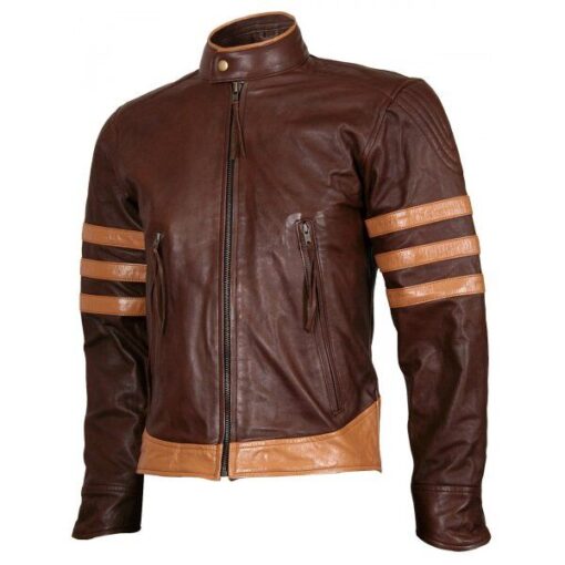 brown leather coat