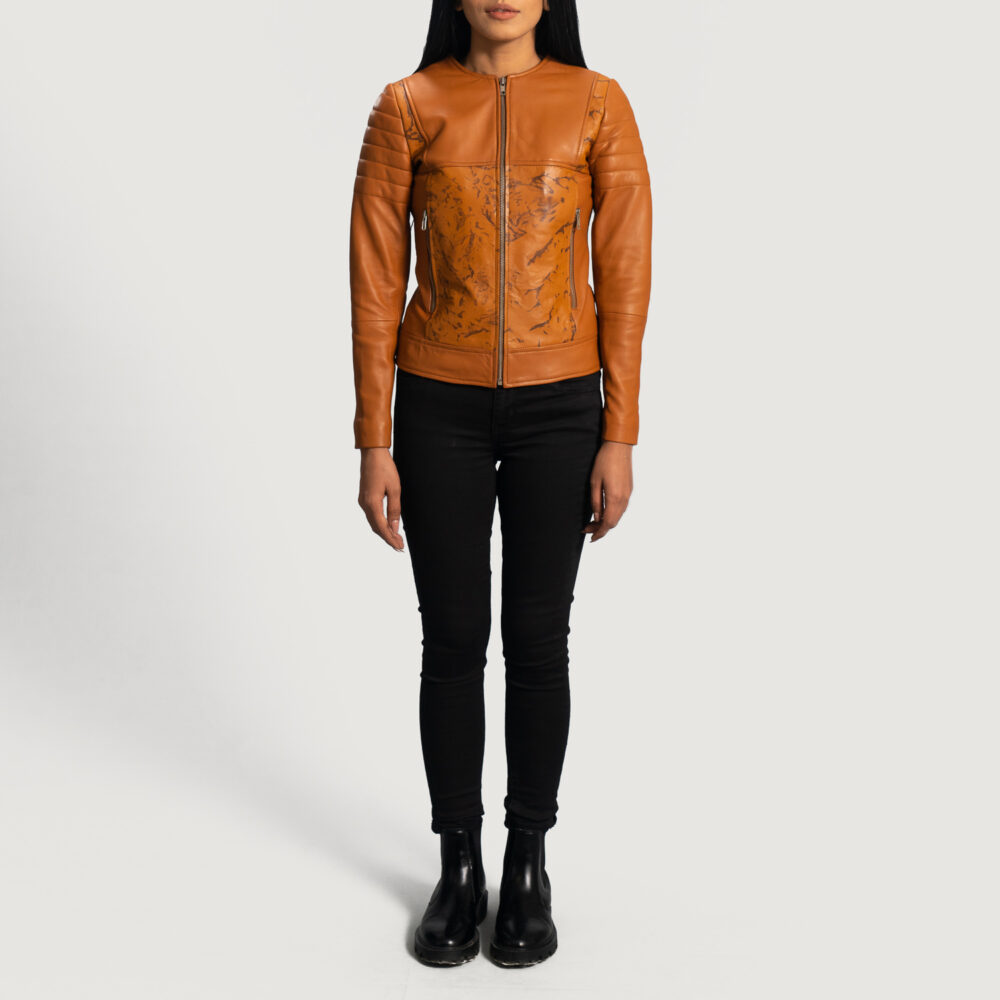 brown leather jacket for women