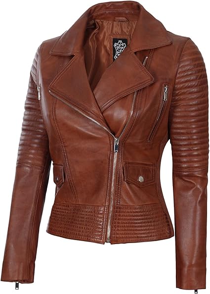 brown leather jacket women