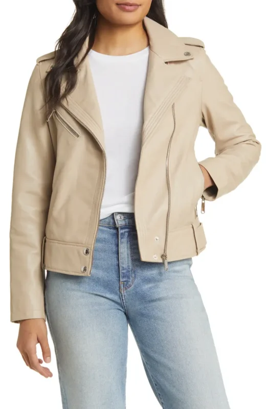 cream leather jacket