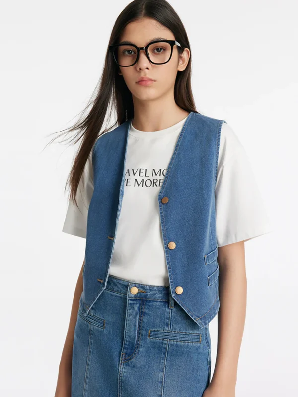 cropped denim vest
