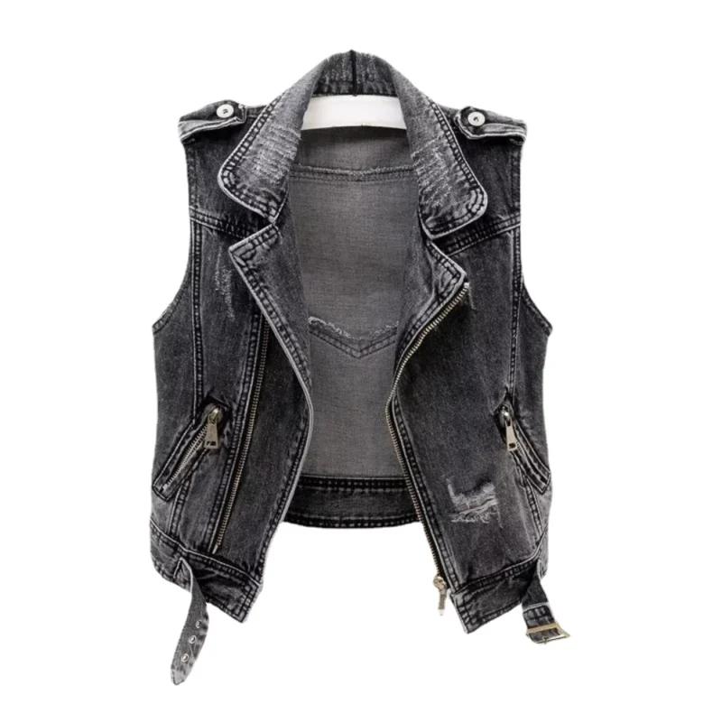 denim biker vest