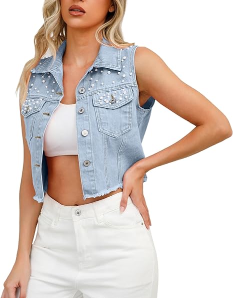 denim crop vest