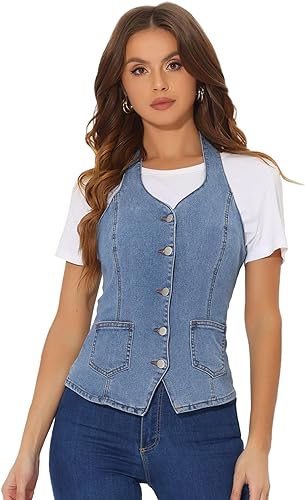 Denim Halter Vest