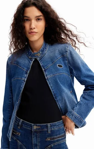 denim moto jacket women