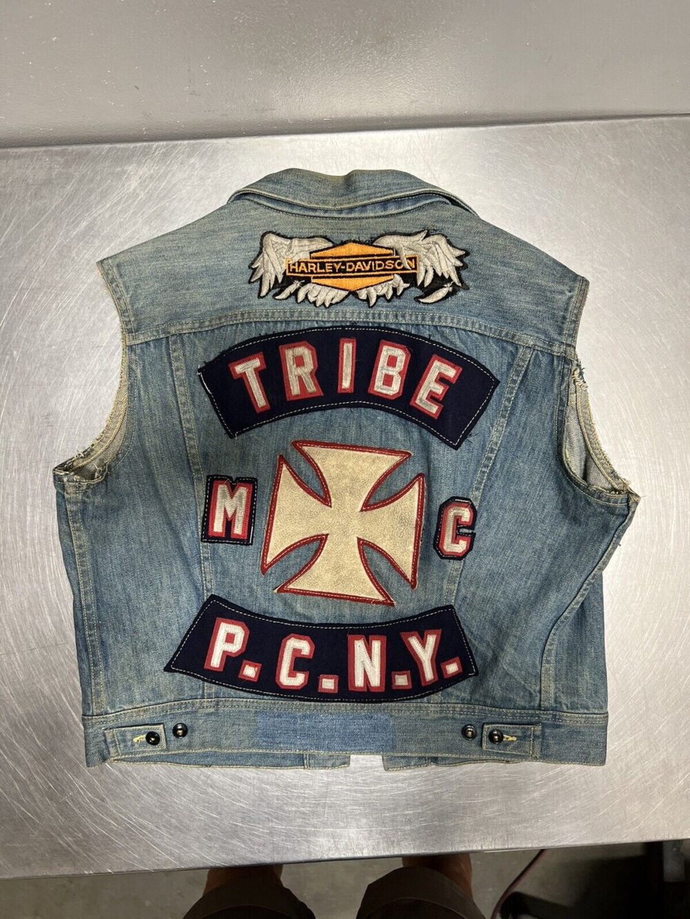 denim motorcycle club vest 2