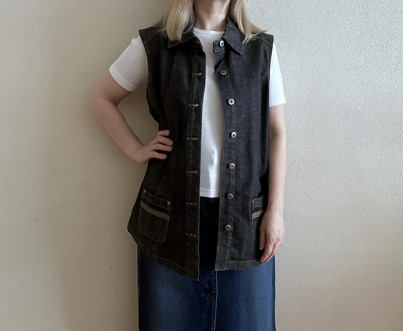 denim plus size vest