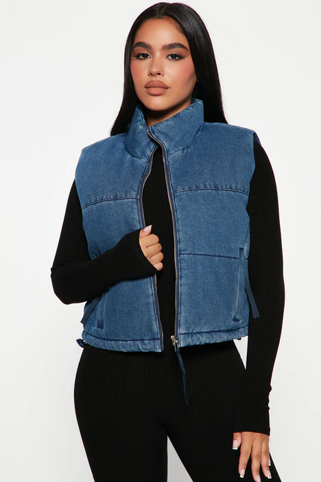 denim puffer vest