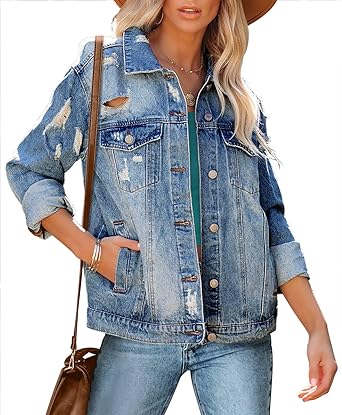 distressed denim jacket womens