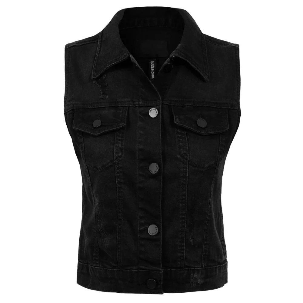 fitted denim vest