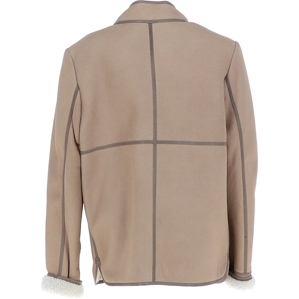 ladies beige leather jacket 2