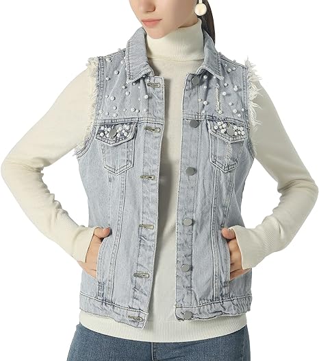 ladies denim vests