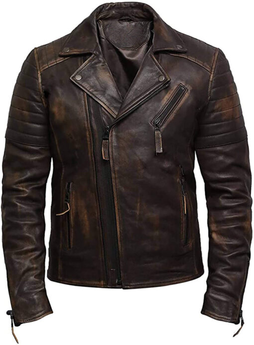 mens biker jacket brown