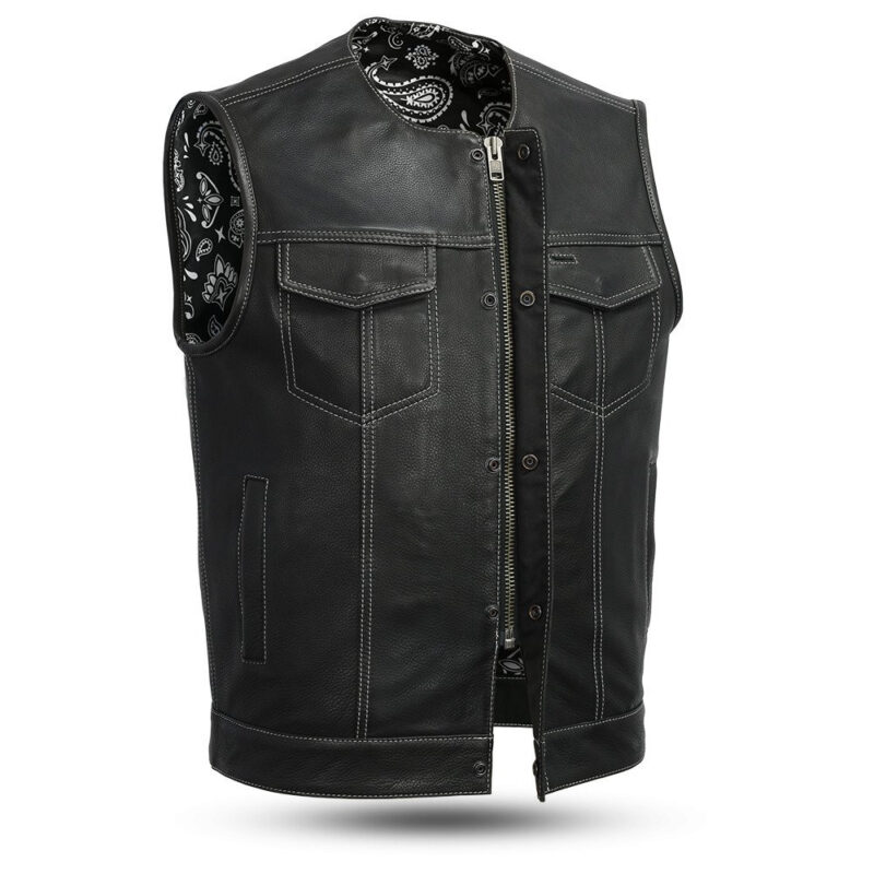 womens black denim motorcycle vest