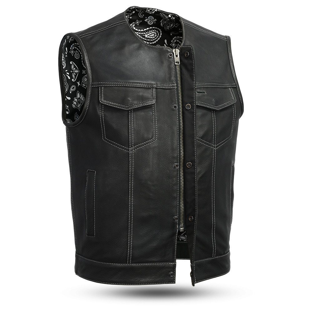 womens black denim motorcycle vest