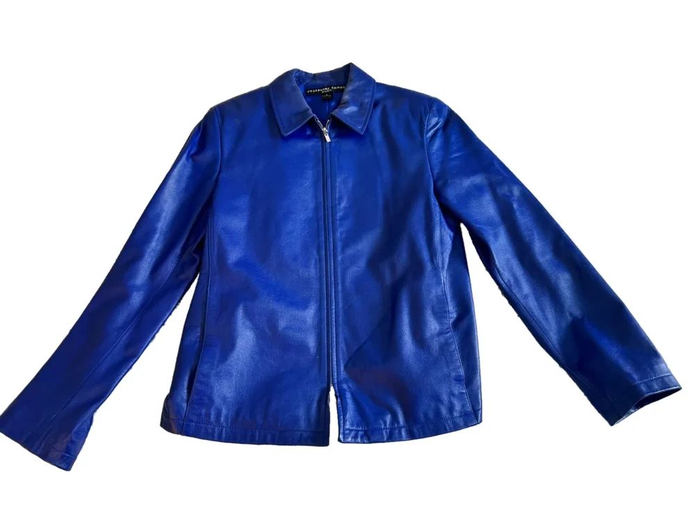 Royal Blue Leather Biker Jacket