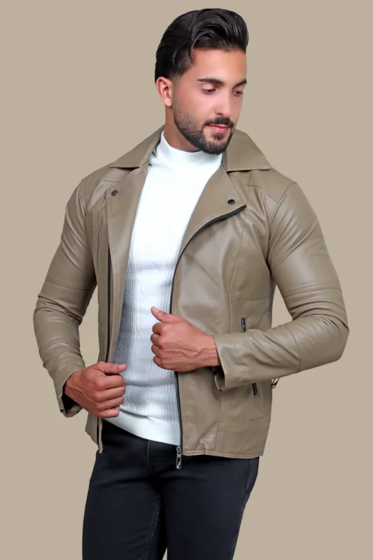 Beige Biker Jacket