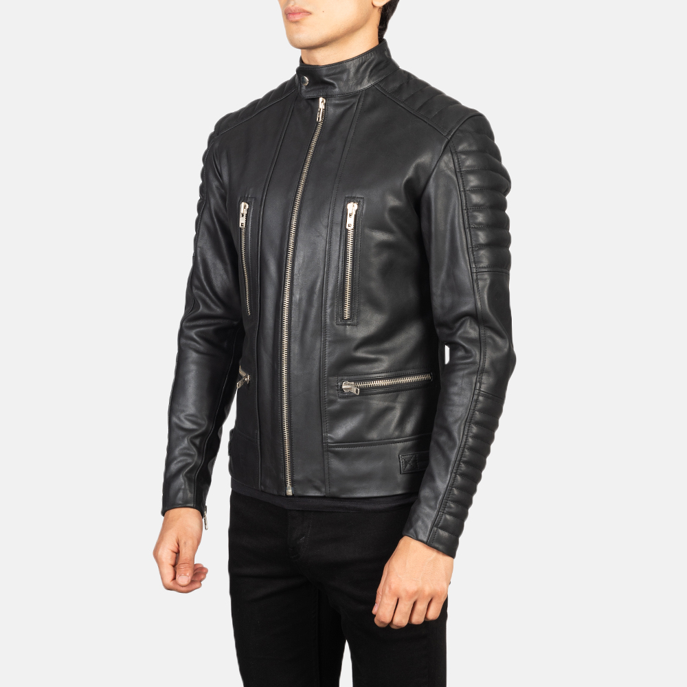 Black Leather Biker Jacket 2