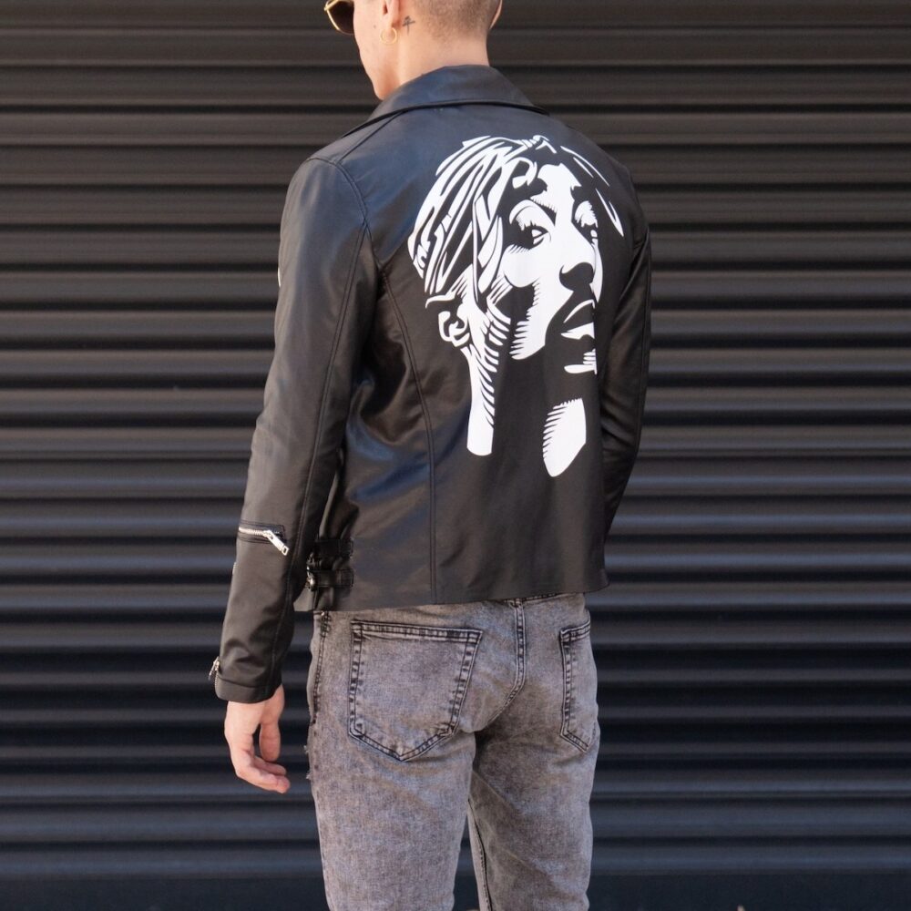 Black Leather Biker Jacket Mens 4