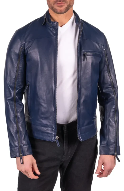 Blue Biker Jacket Mens