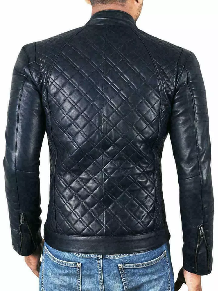 Blue Leather Jacket mens 2