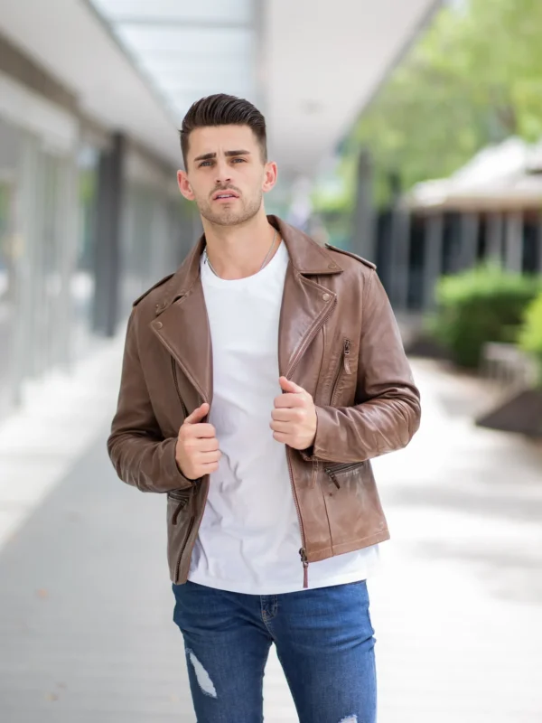 Brown Biker Leather Jacket