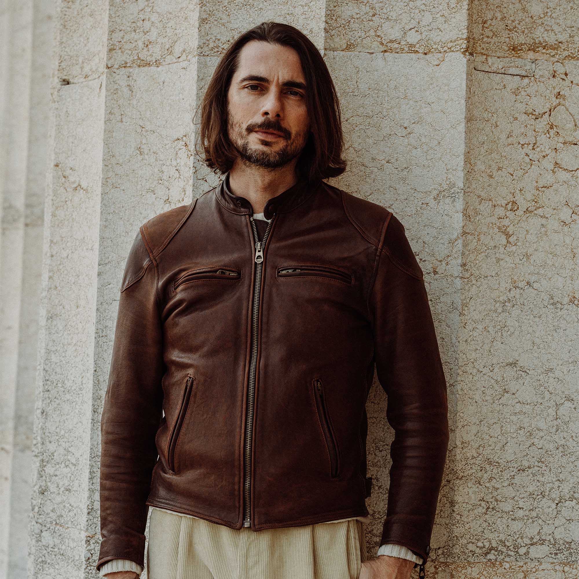 Brown Cafe Racer Jacket 3