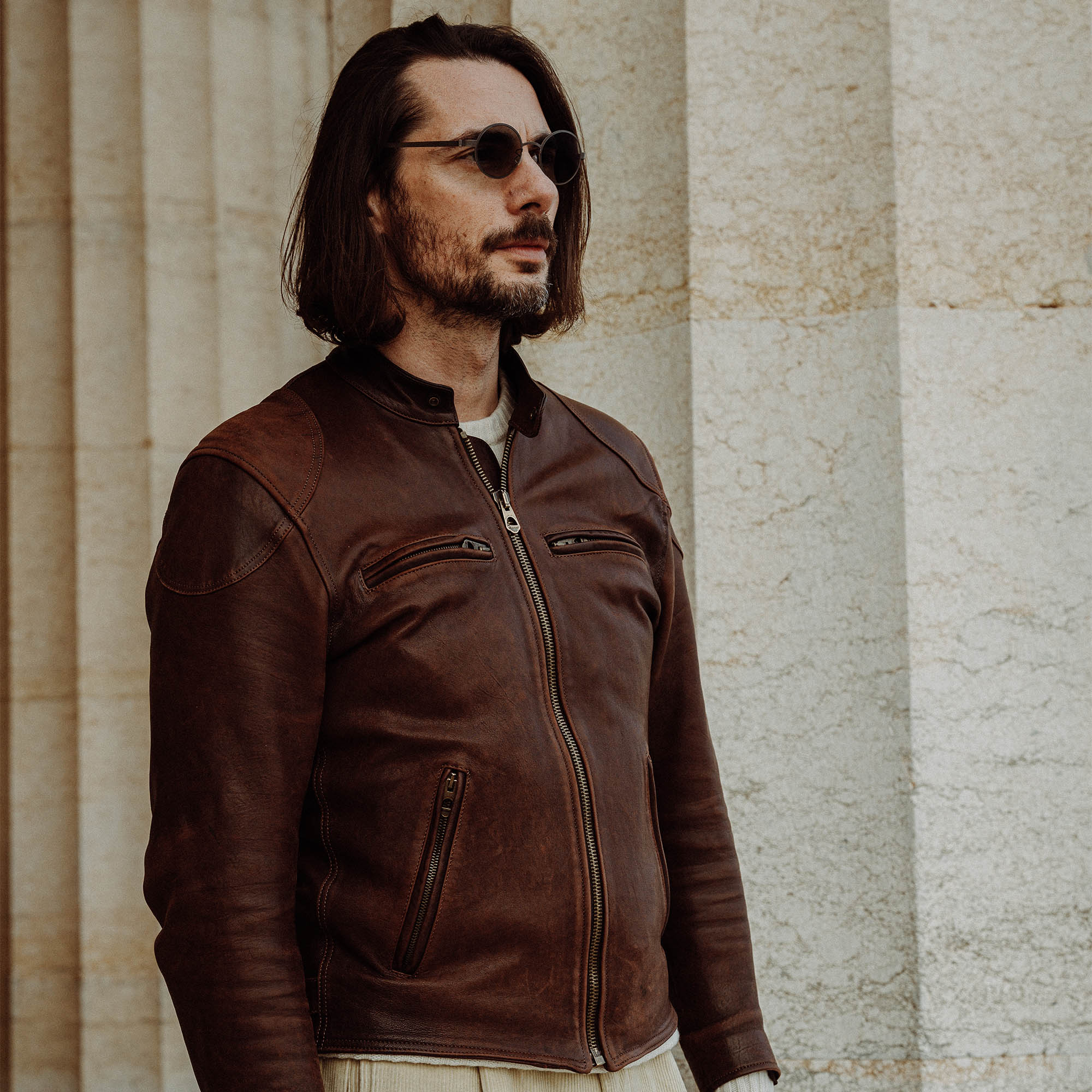 Brown Cafe Racer Jacket 4