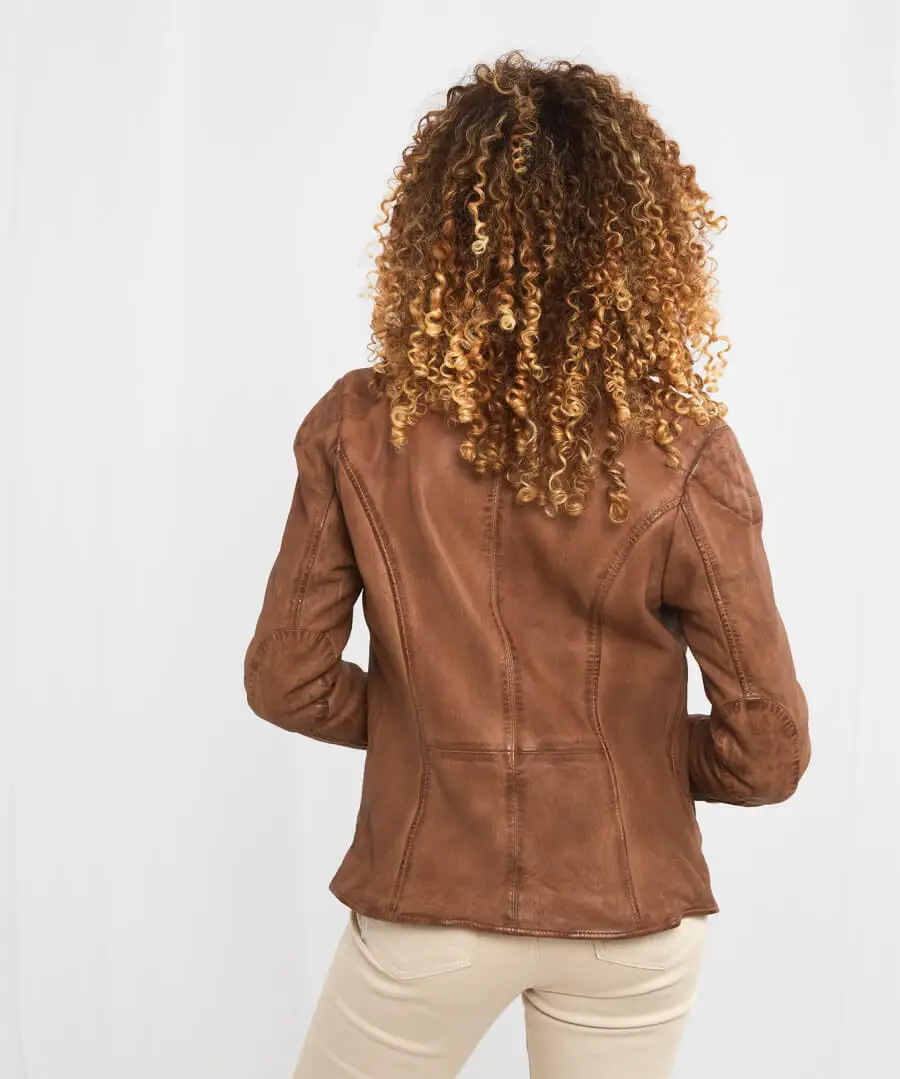 Brown Leather Cafe Racer Jacket 2
