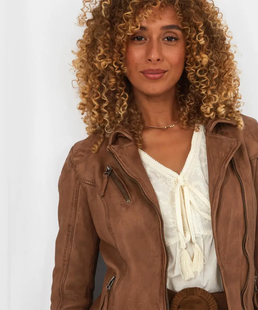 Brown Leather Cafe Racer Jacket 3