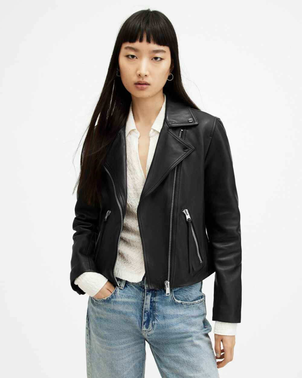 Dalby Slim Fit Leather Biker Jacket 2