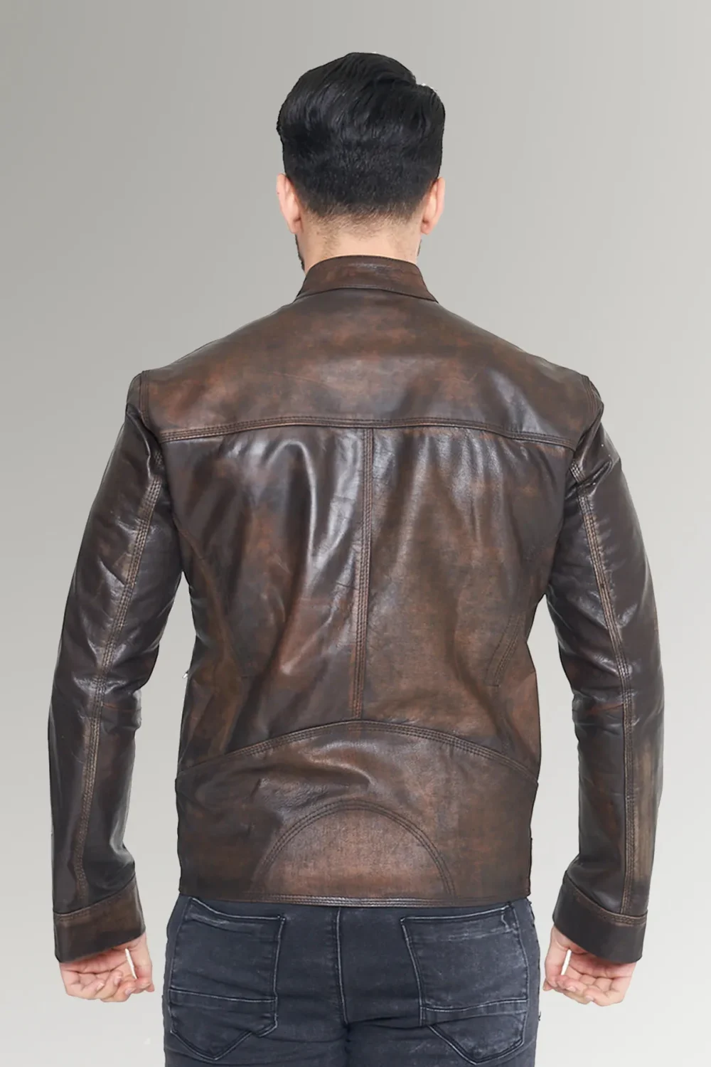 Distressed Cafe Racer Leather Jacket 3