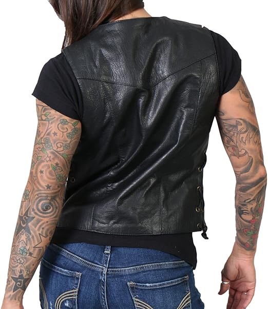 Female Leather Motorcycle Vest 2